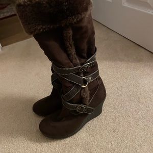 Fuzzy brown boots